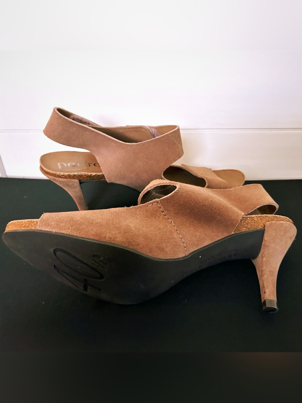 Pedro Garcia Tan Suede Slingback Heels